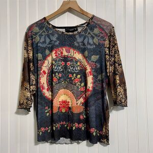 VTG 90s Venezia Plus Size Top 18/20 Whimsigoth Mandala Floral Fairy Grunge USA